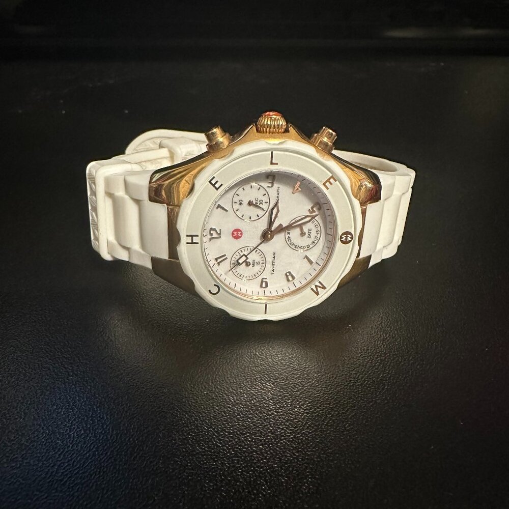 Michele Tahitian Jelly Bean Watch - White (MWW12D000015) - BRAND NEW BATTERY - Picture 2 of 14